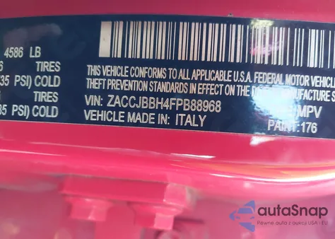 2015 Jeep Renegade Latitude из США, поврежденный, VIN ZACCJBBH4FPB88968